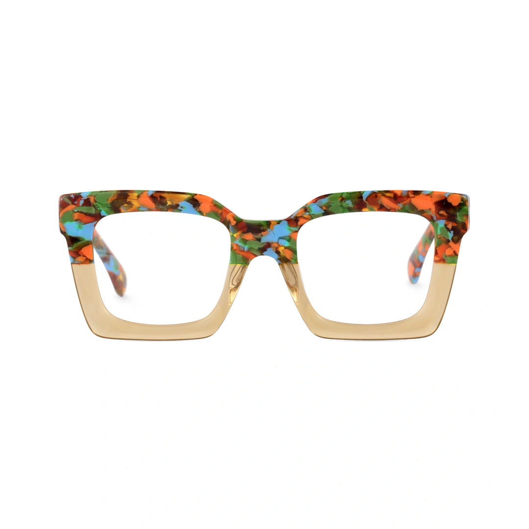 Front view of Jessy square acetate eyeglasses SA0142406 in bronze