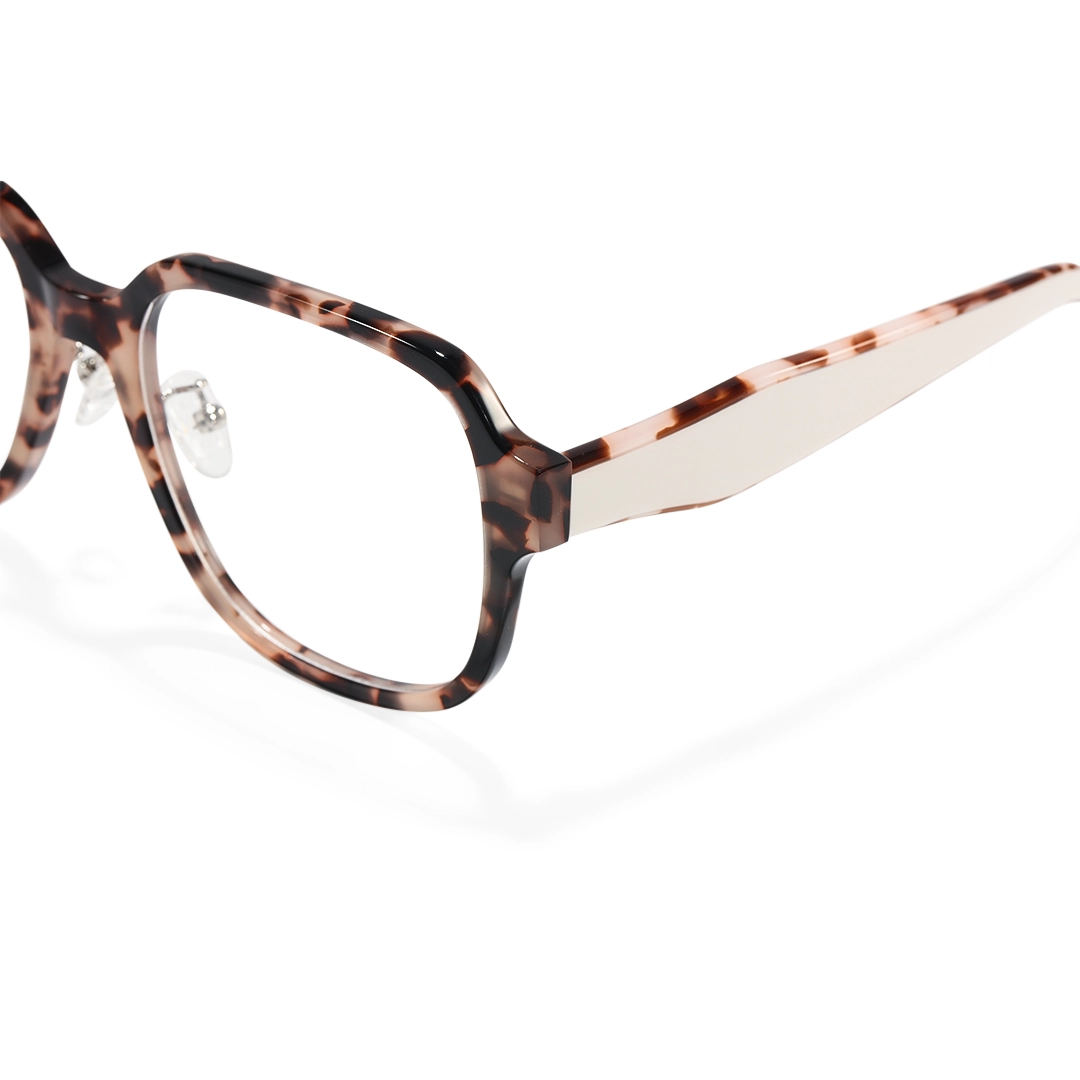 End piece detail of Umbria vintage square acetate eyeglasses in tortoise. SPU: SA0262509