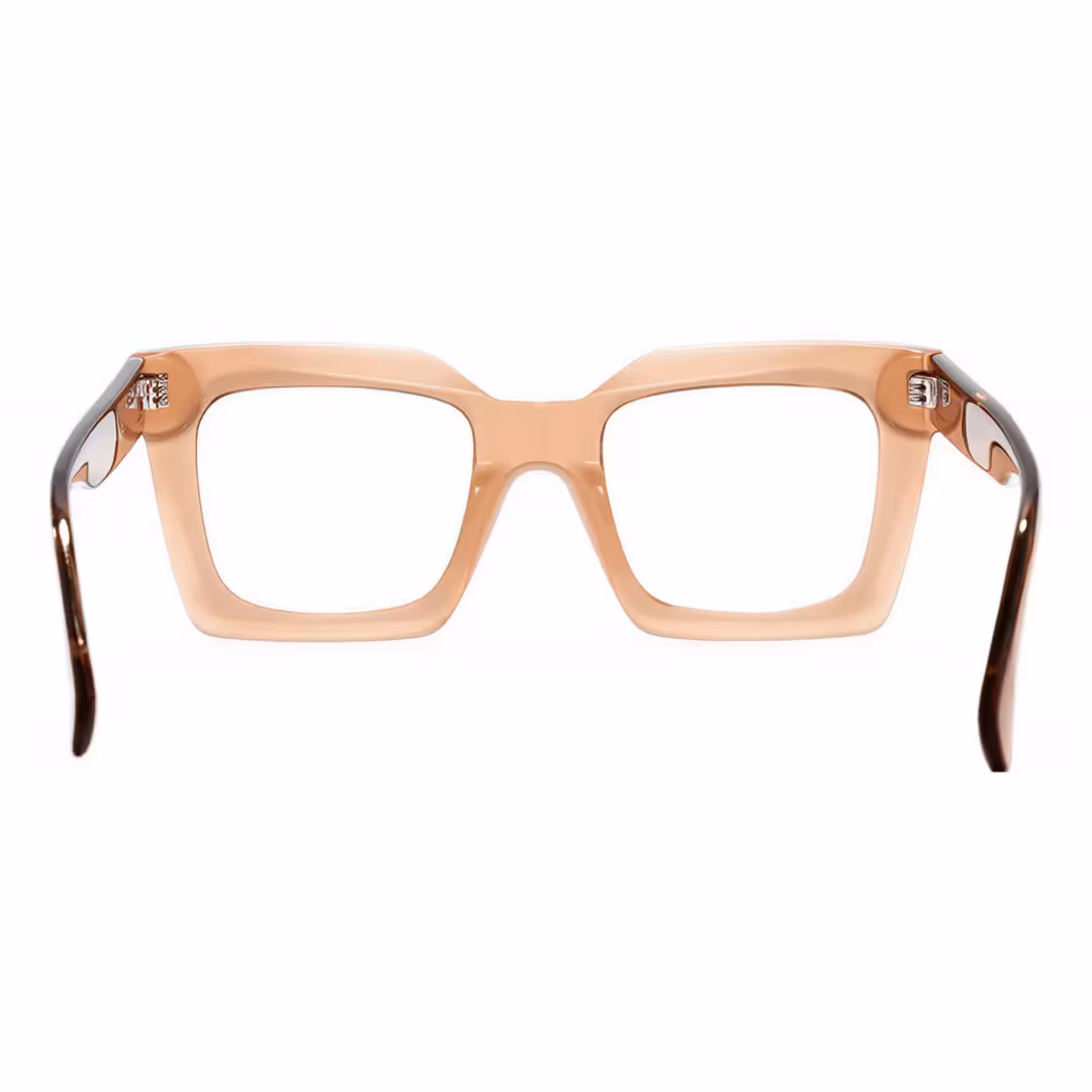 Back view of Elio vintage square acetate eyeglasses in brown. SPU: SA0312503