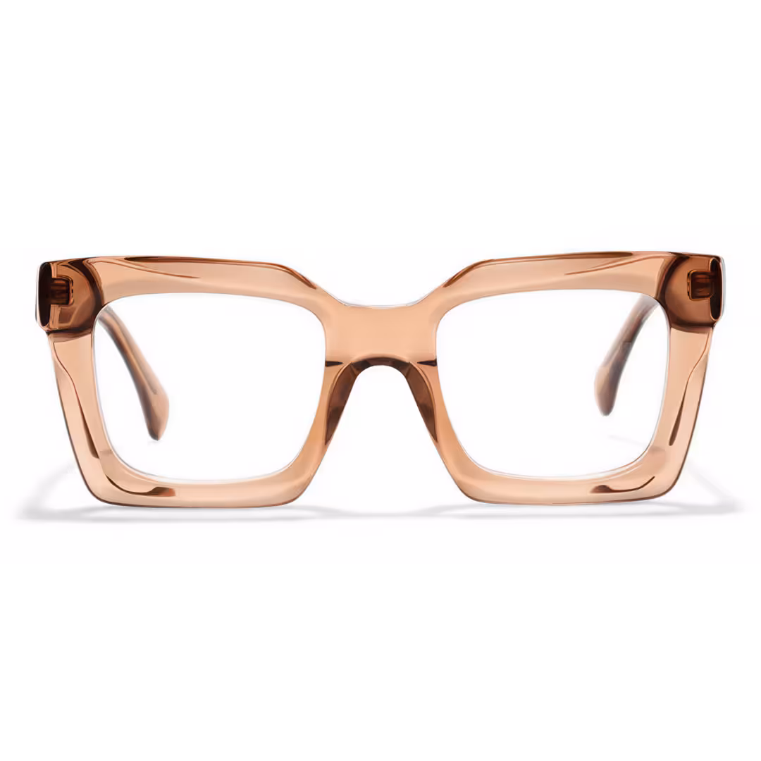 Front view of Elio vintage square acetate eyeglasses in brown. SPU: SA0312503