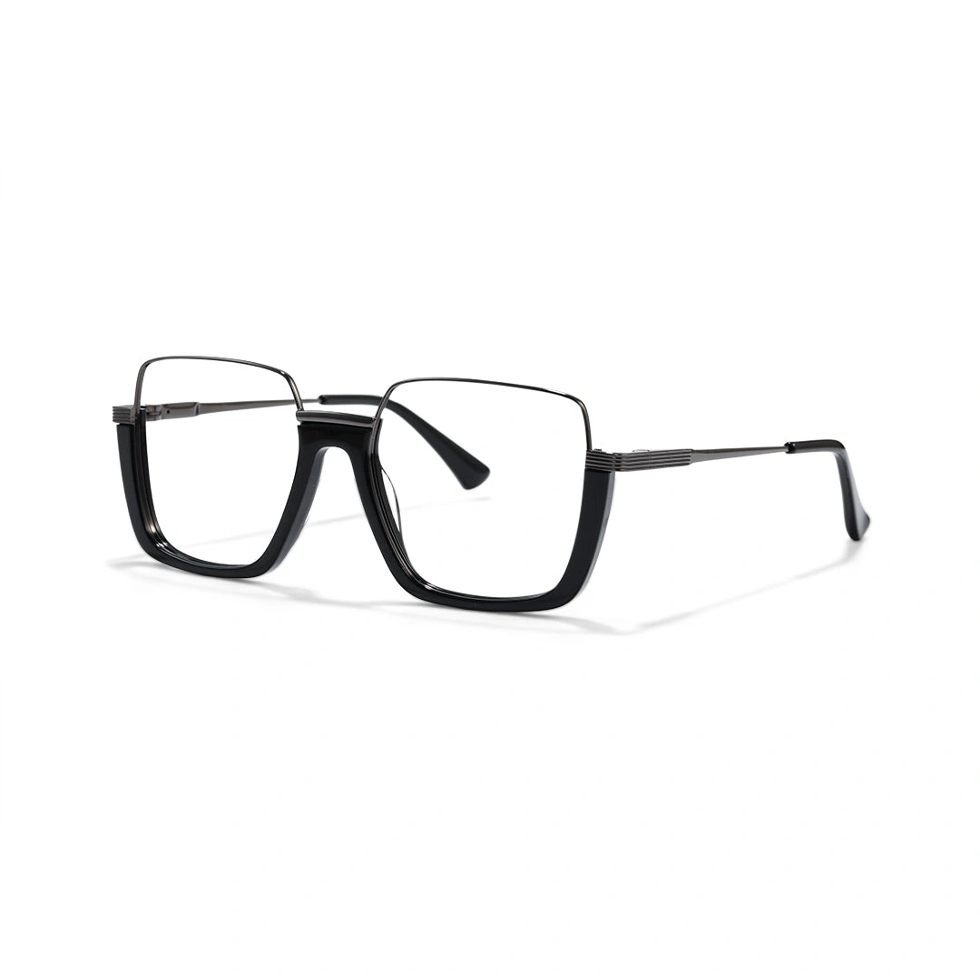 Angle view of Heli fashion square acetate eyeglasses SA0382503 in black