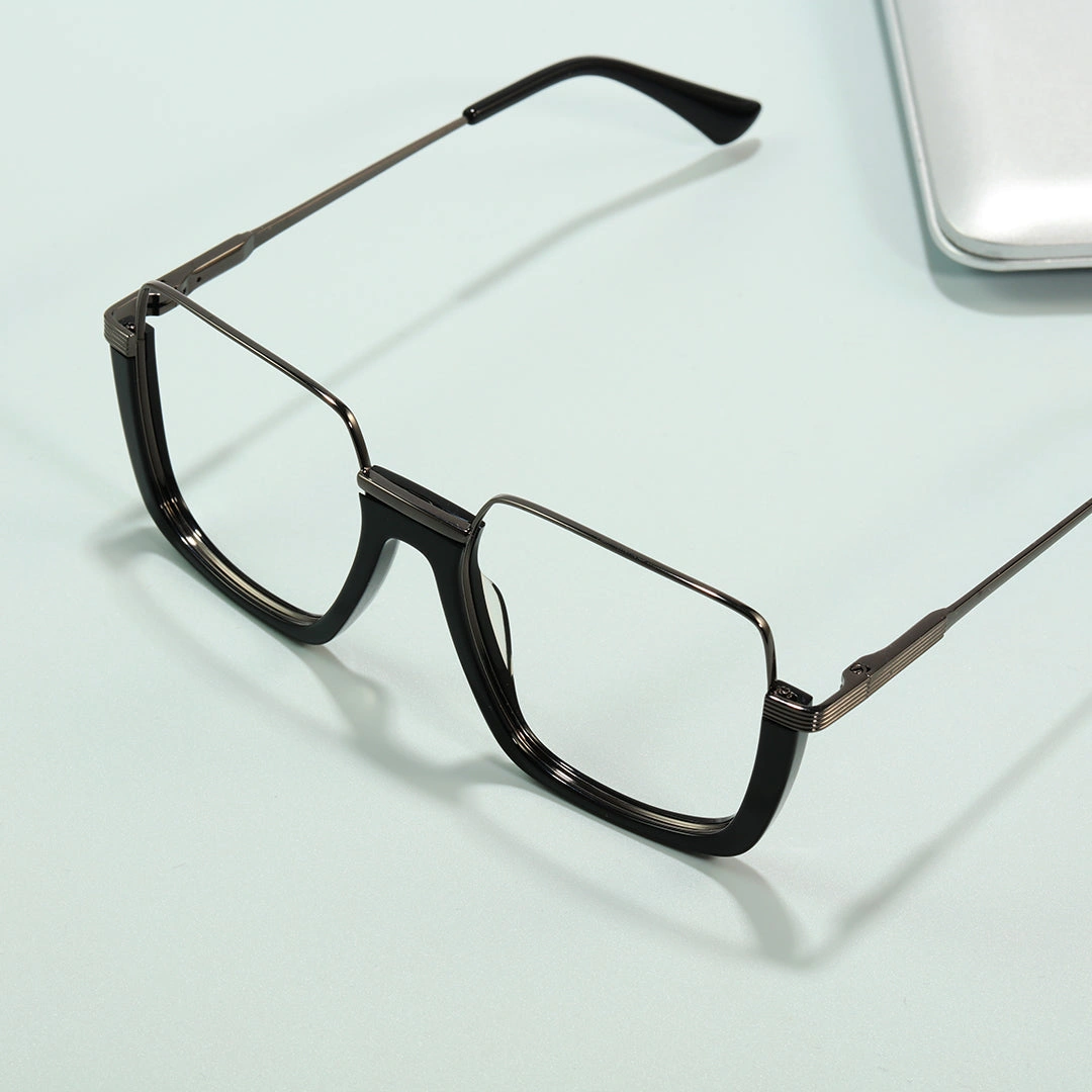 Scene view of Heli fashion square acetate eyeglasses SA0382503 in black