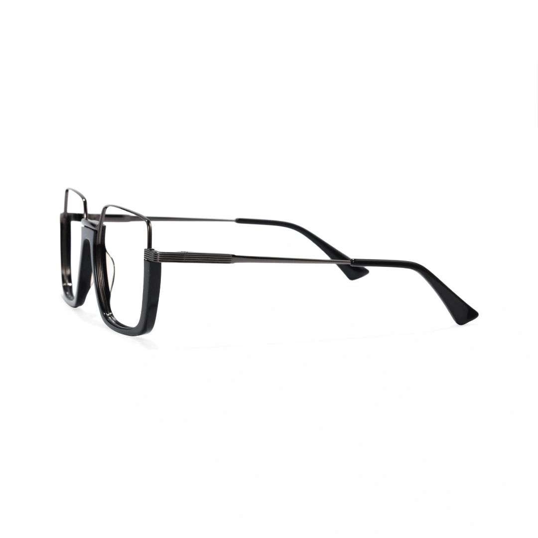 Side view of Heli fashion square acetate eyeglasses SA0382503 in black