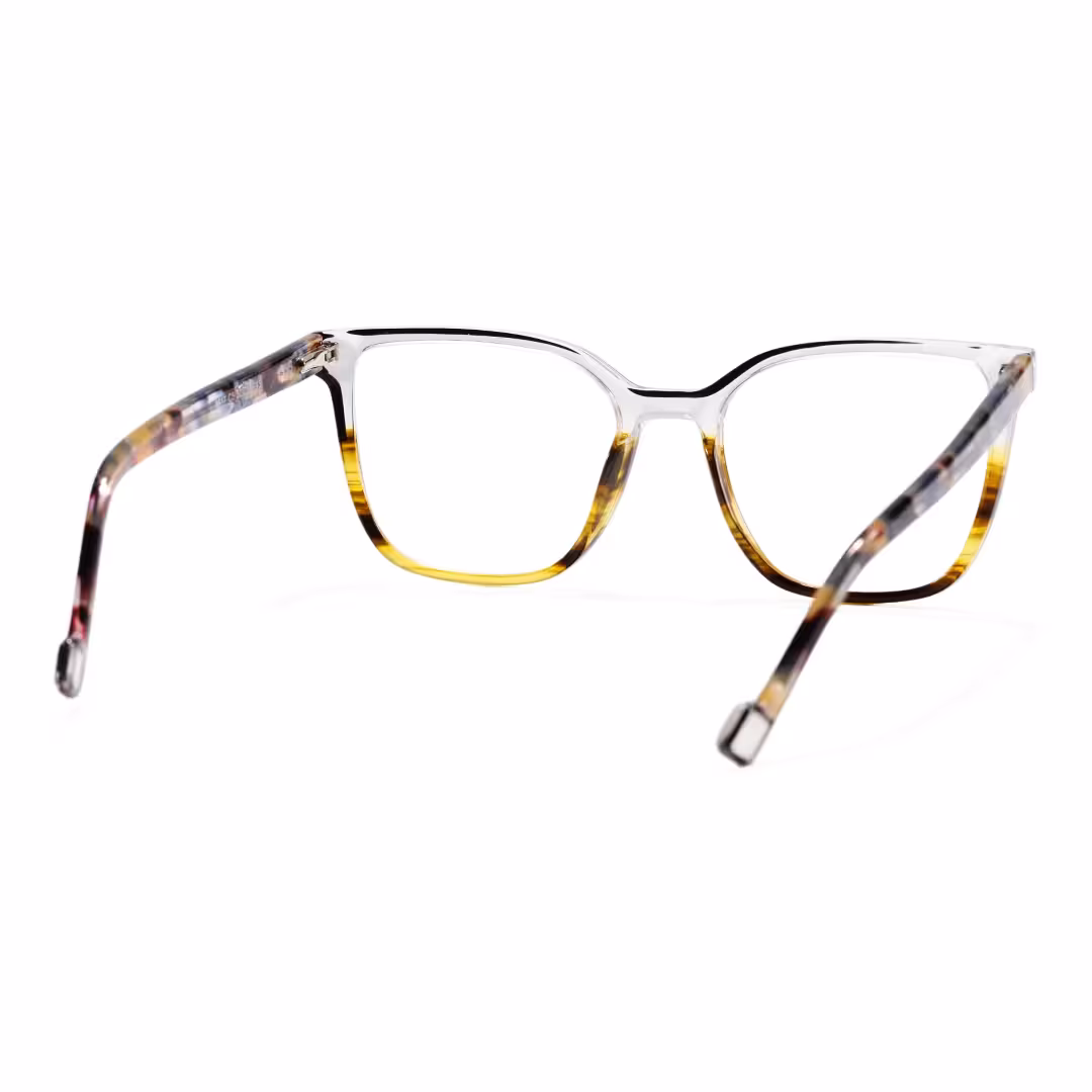 Back view of Velvet colorful square acetate eyeglasses SA0382605 in blue tortoise