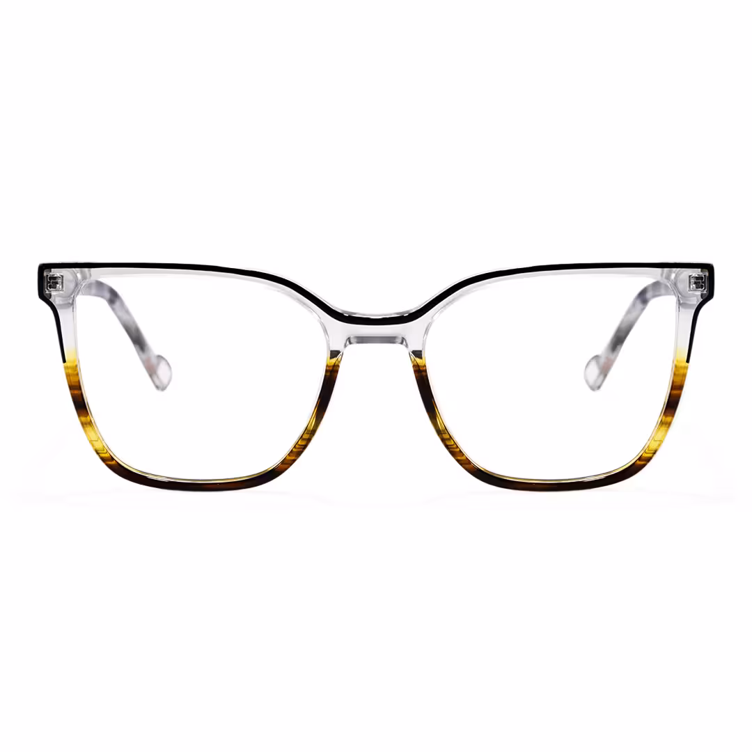 Front view of Velvet colorful square acetate eyeglasses SA0382605 in blue tortoise