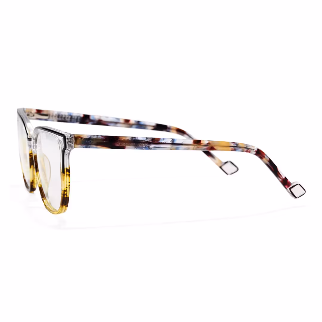 Side view of Velvet colorful square acetate eyeglasses SA0382605 in blue tortoise