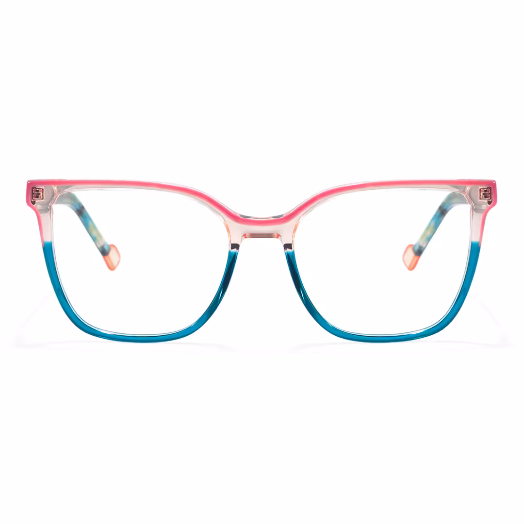 Front view of Velvet colorful square acetate eyeglasses SA0382605 in two tone