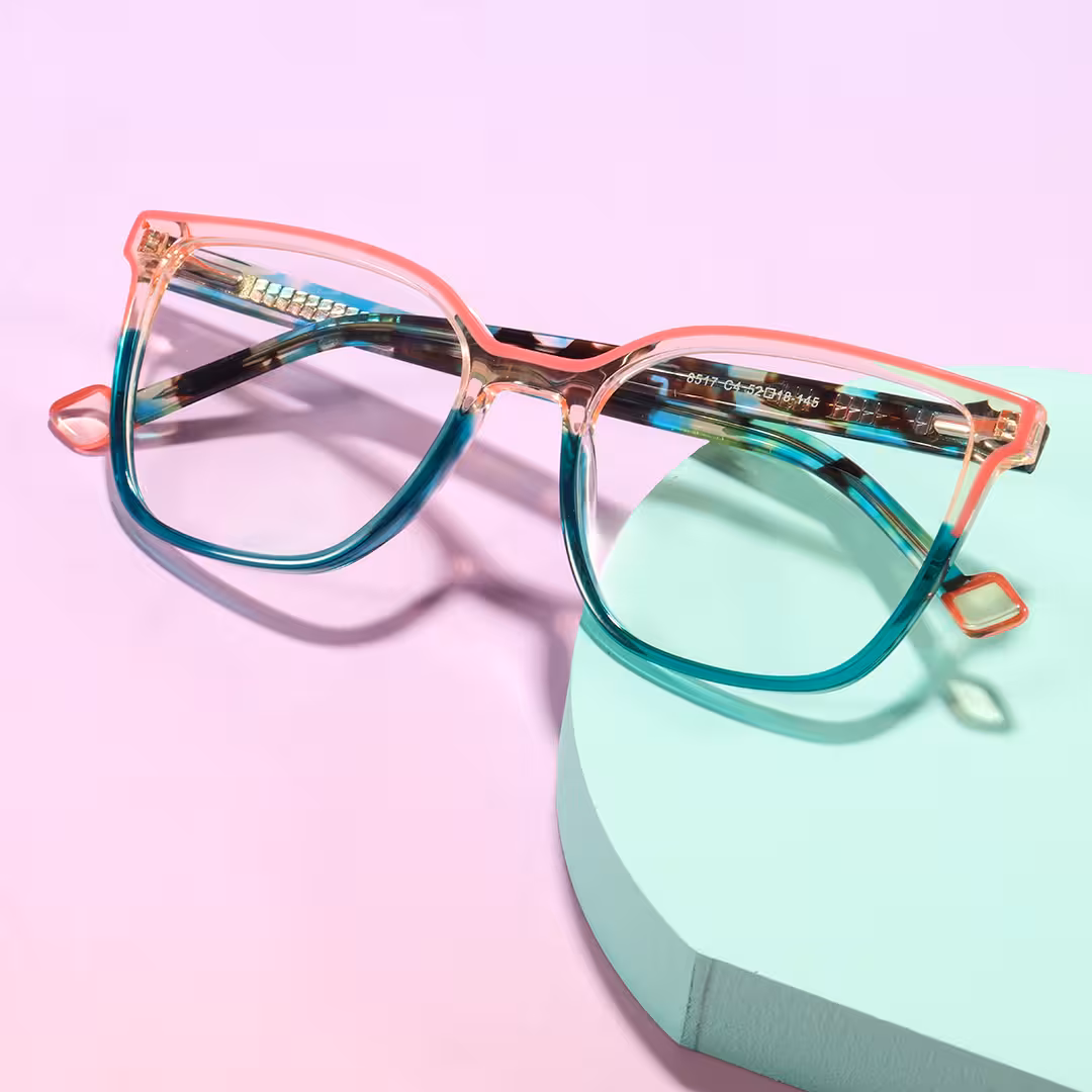 Scene view of Velvet colorful square acetate eyeglasses SA0382605 in two tone