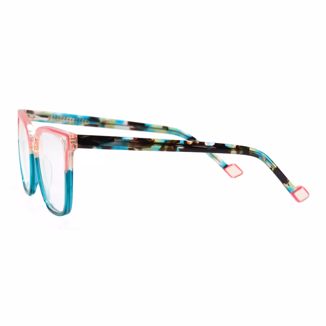 Side view of Velvet colorful square acetate eyeglasses SA0382605 in two tone