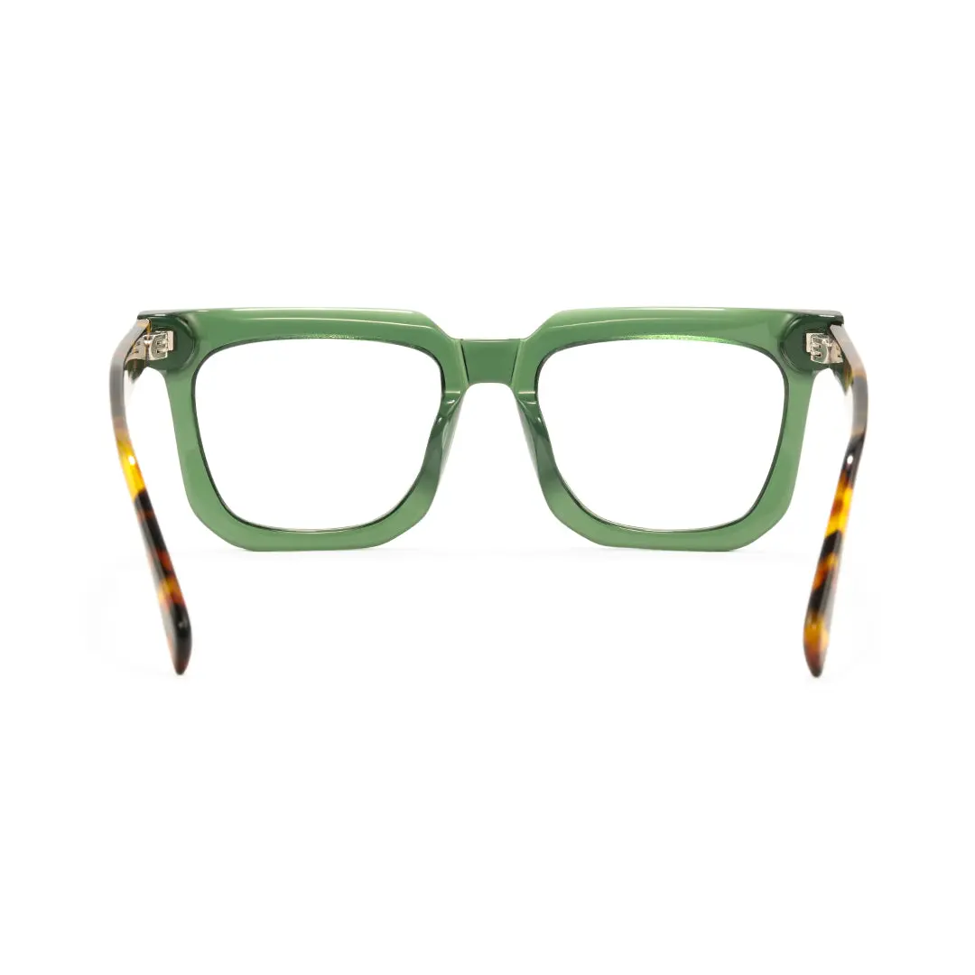 Back view of Jira square acetate eyeglasses SA0412504 in green