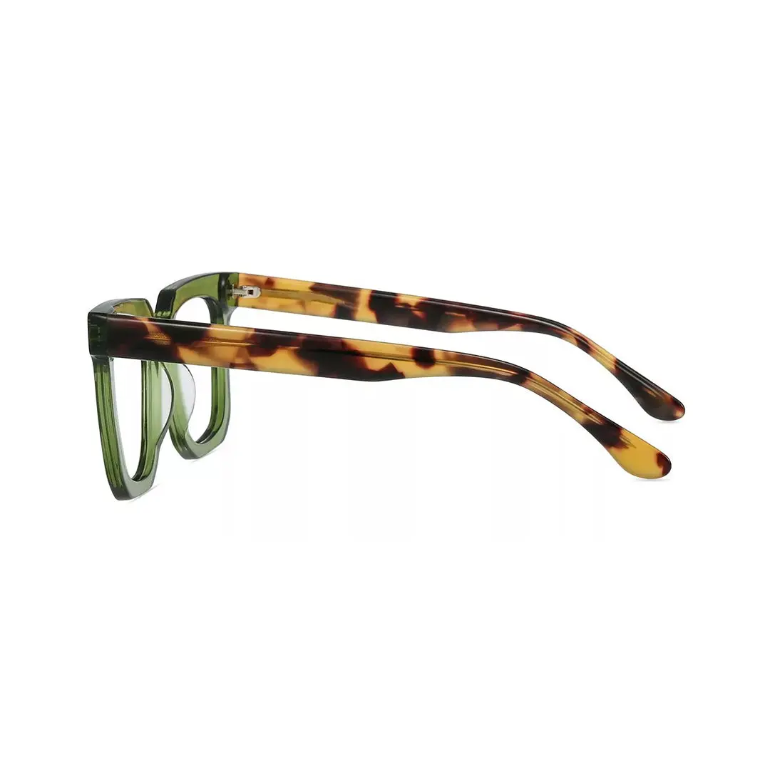 Side view of Jira square acetate eyeglasses SA0412504 in green-1