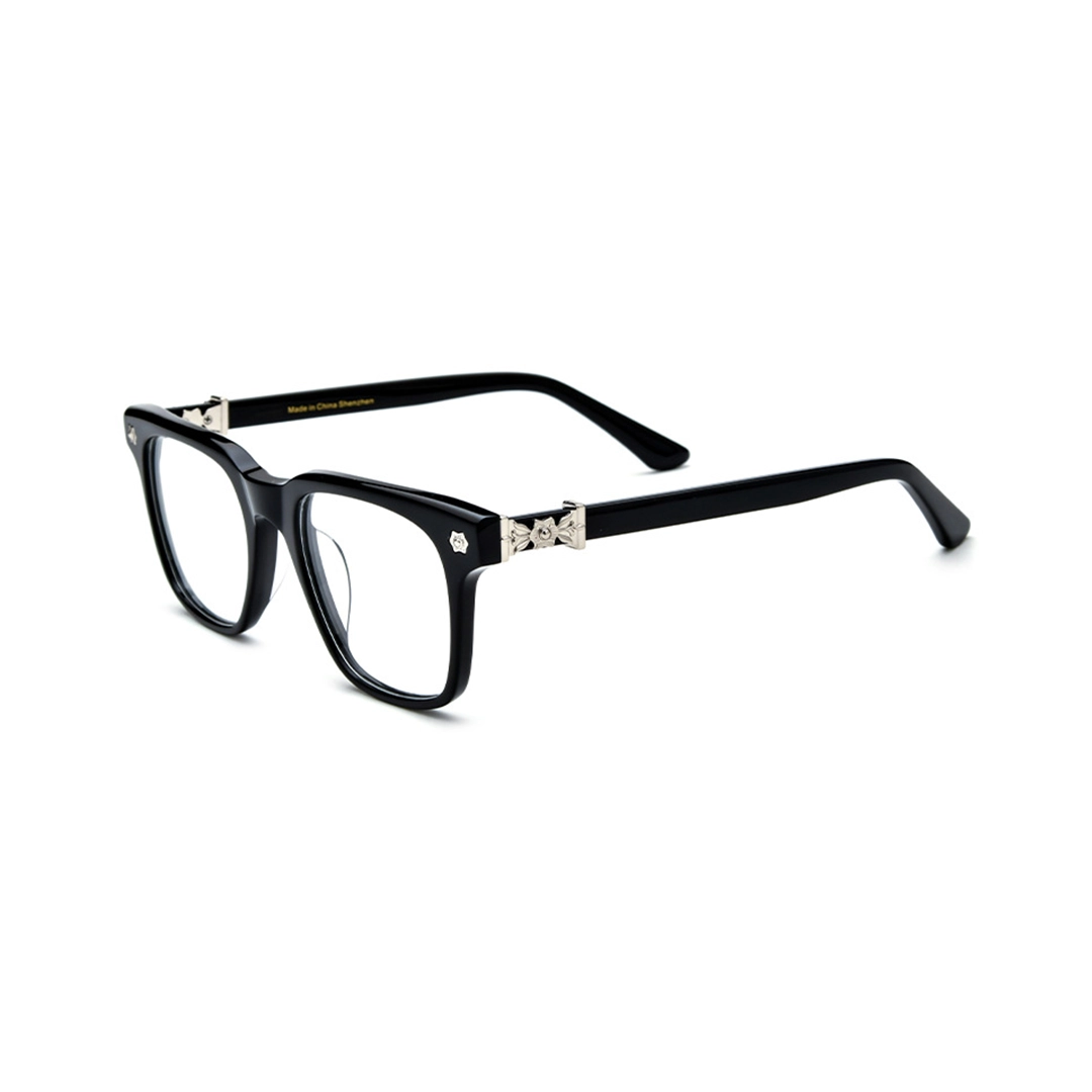 Angle view of Cedar fashion square acetate eyeglasses SA0432509 in black
