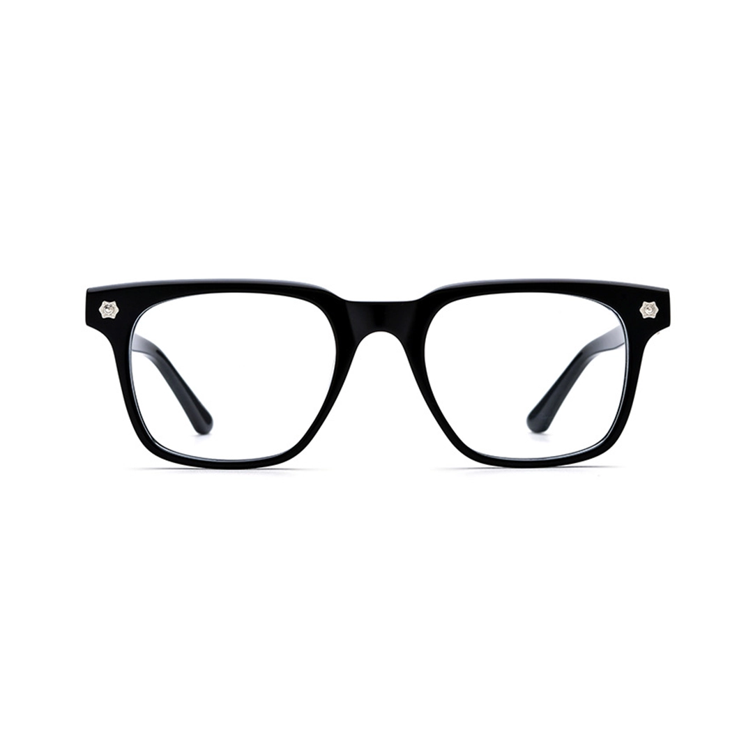 Front view of Cedar fashion square acetate eyeglasses SA0432509 in black