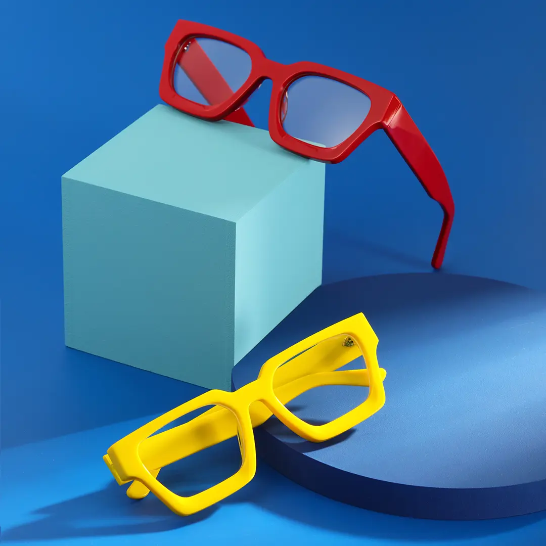 Scene view of Samson square acetate eyeglasses SA0552302 in red