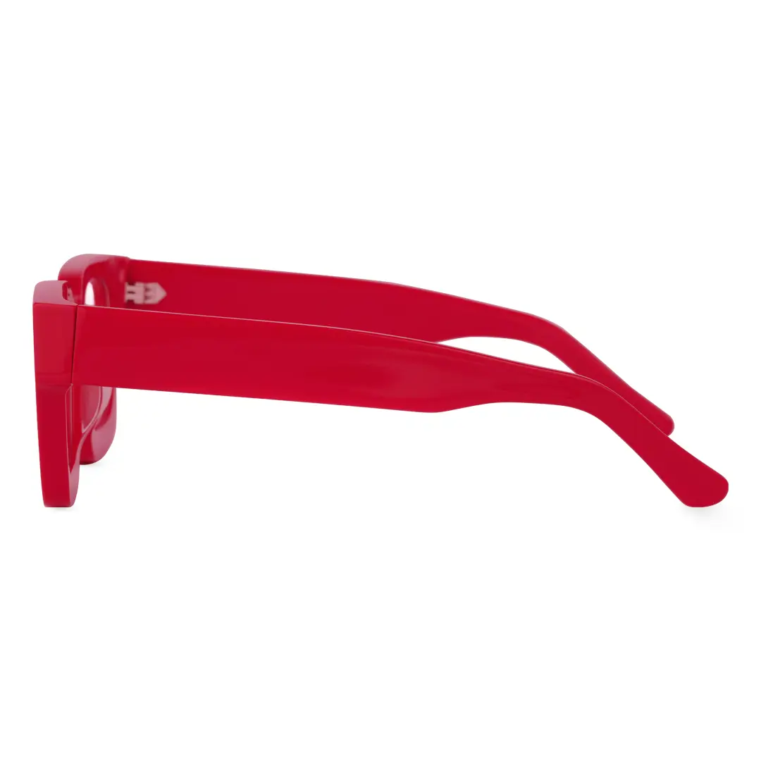 Side view of Samson square acetate eyeglasses SA0552302 in red
