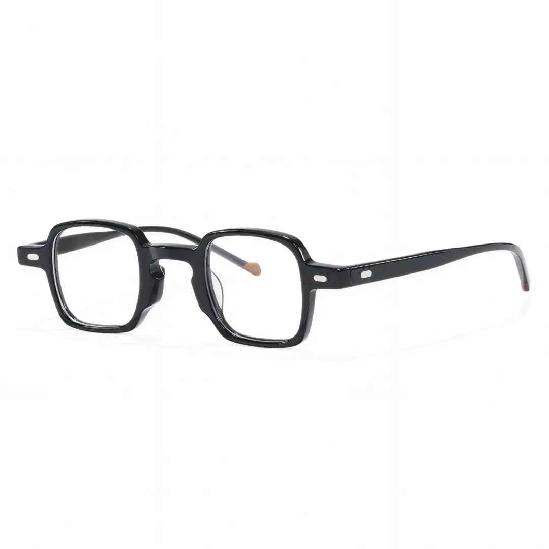 Angle view of Robert square acetate eyeglasses SA0582302 in black