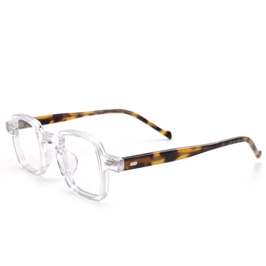 Angle view of Robert square acetate eyeglasses SA0582302 in clear