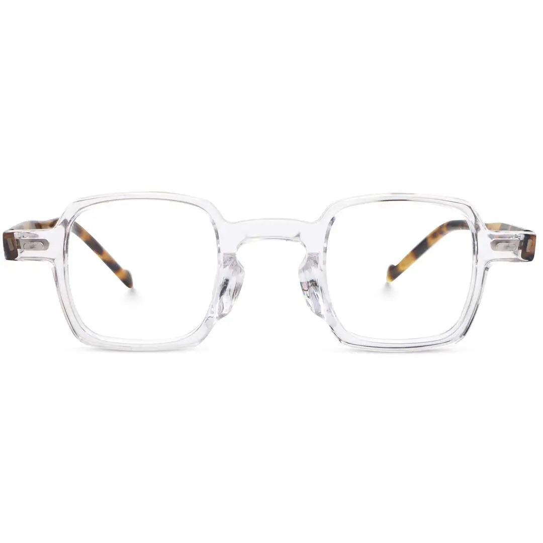 Front view of Robert square acetate eyeglasses SA0582302 in clear