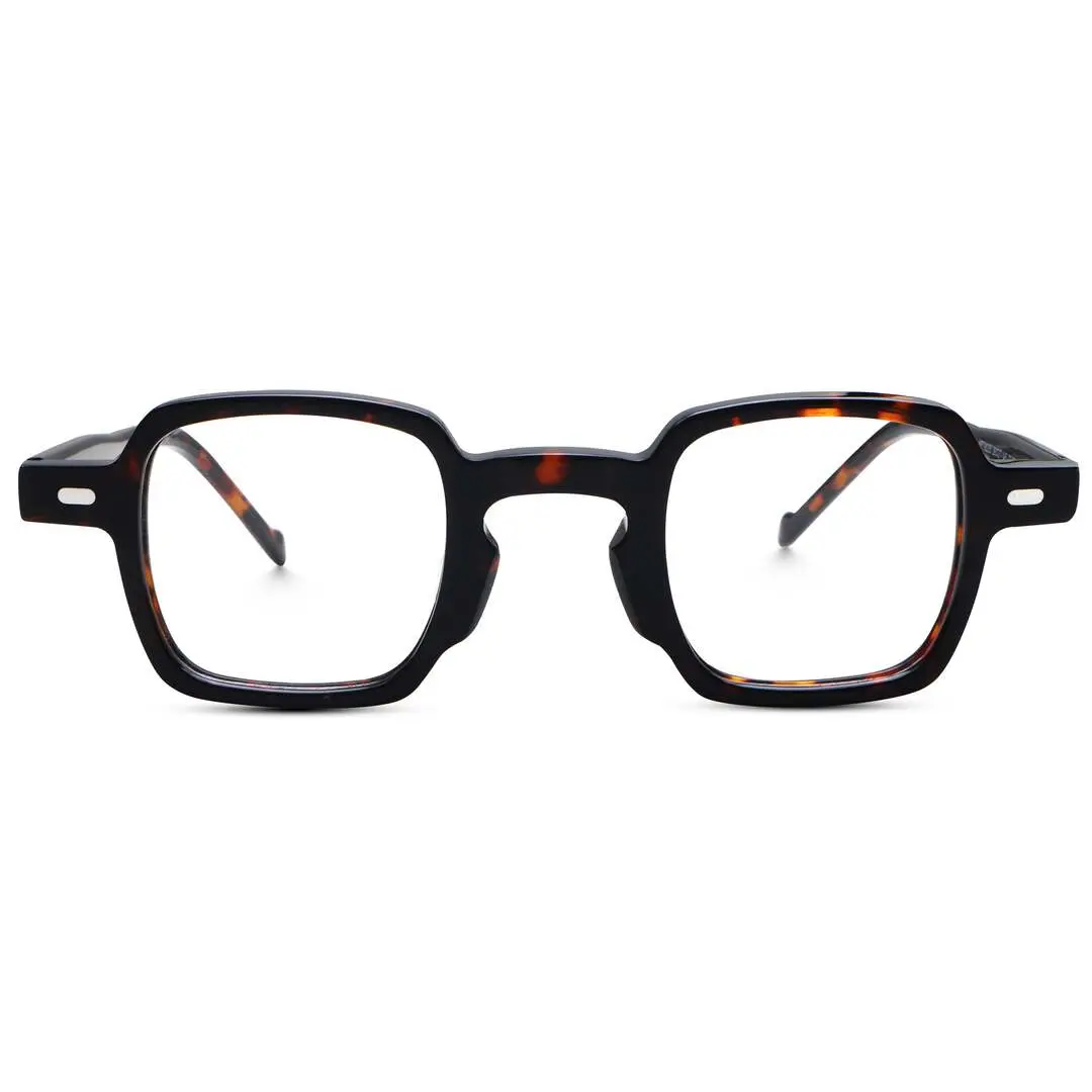 Front view of Robert square acetate eyeglasses SA0582302 in tortoise