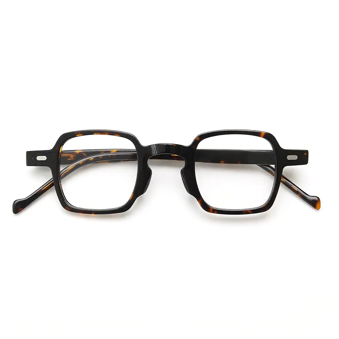 Front folded view of Robert vintage square acetate eyeglasses SA0582302 in tortoise
