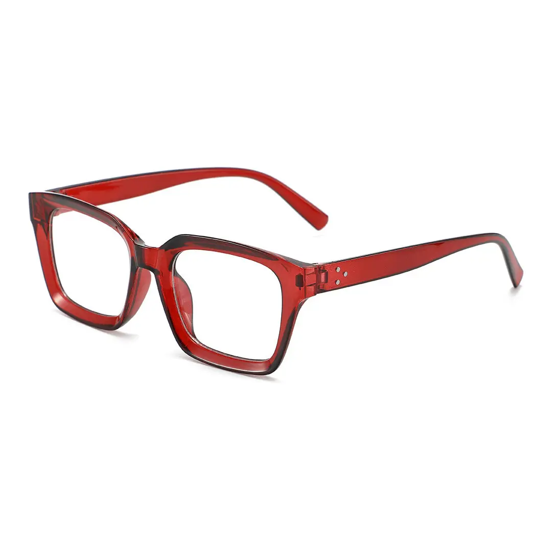 Angle view of Coco square acetate eyeglasses SA0602302 in red