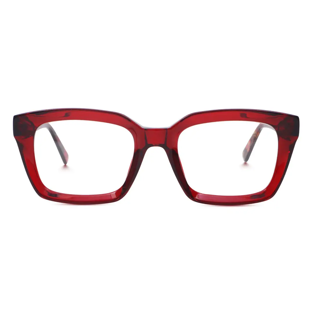 Front view of Coco square acetate eyeglasses SA0602302 in red