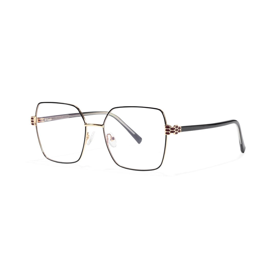 Angle view of Beek square metal eyeglasses SM0052510 in black