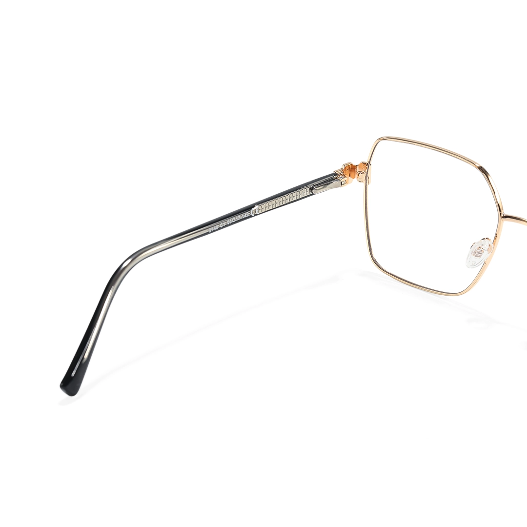 Hinge detail of Beek square metal eyeglasses SM0052510 in black