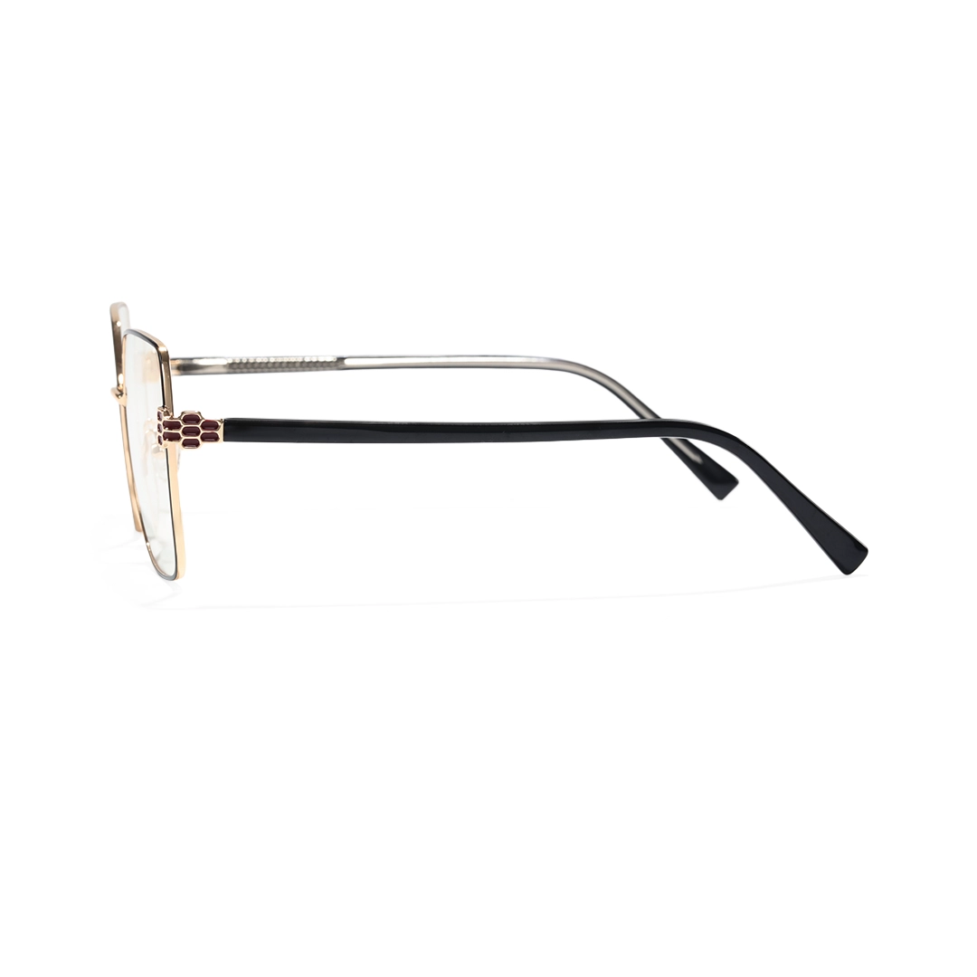 Side view of Beek square metal eyeglasses SM0052510 in black