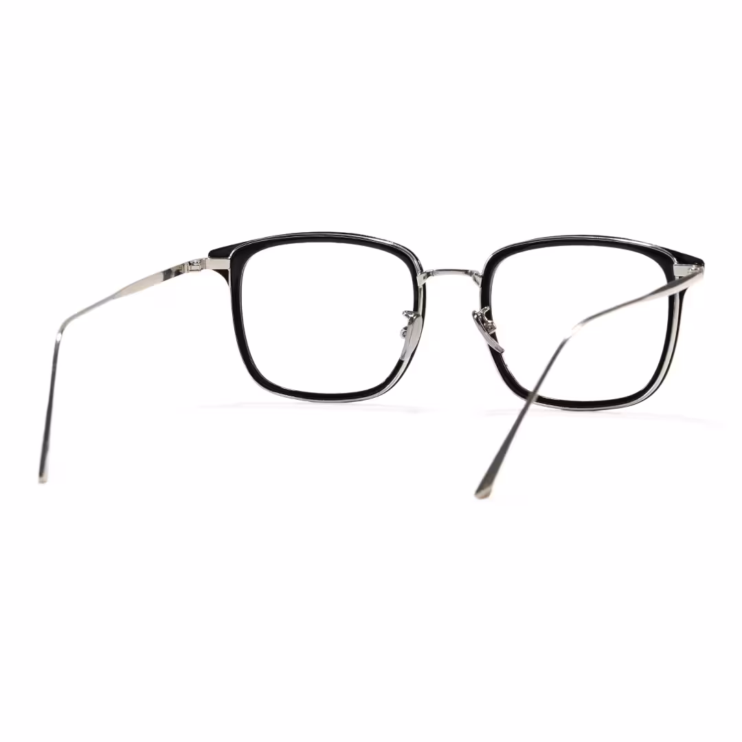 Back view of Hale square metal eyeglasses in black. SPU: SM0102605