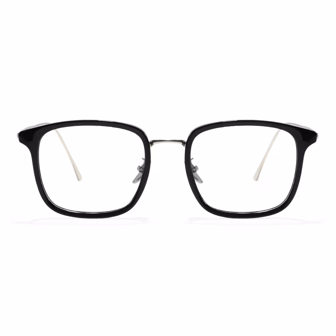 Front view of Hale square metal eyeglasses SM0102605 in black