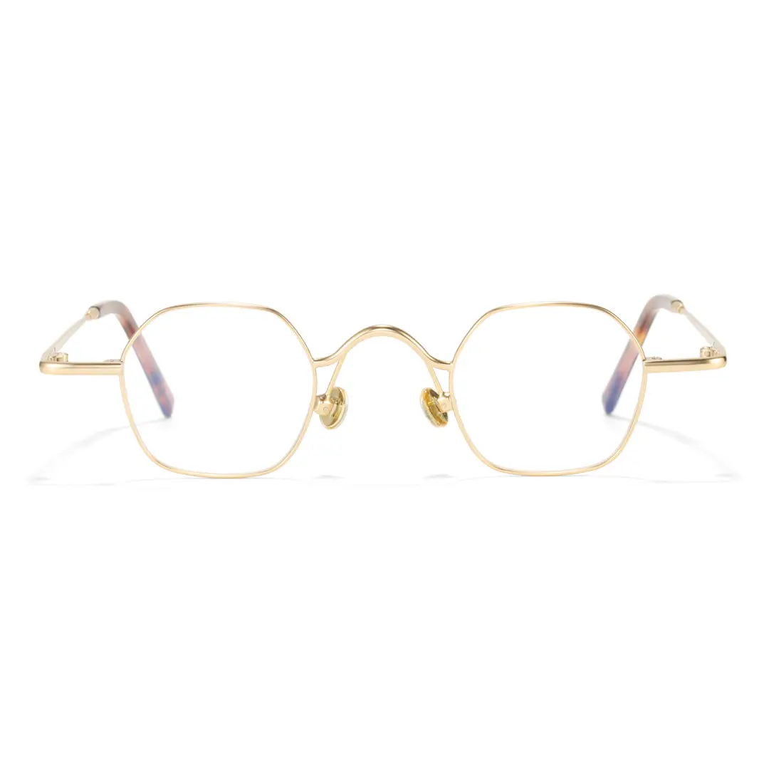 Front view of Quint vintage square metal eyeglasses SM0192411 in gold