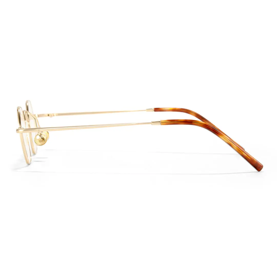 Side view of Quint vintage square metal eyeglasses SM0192411 in gold