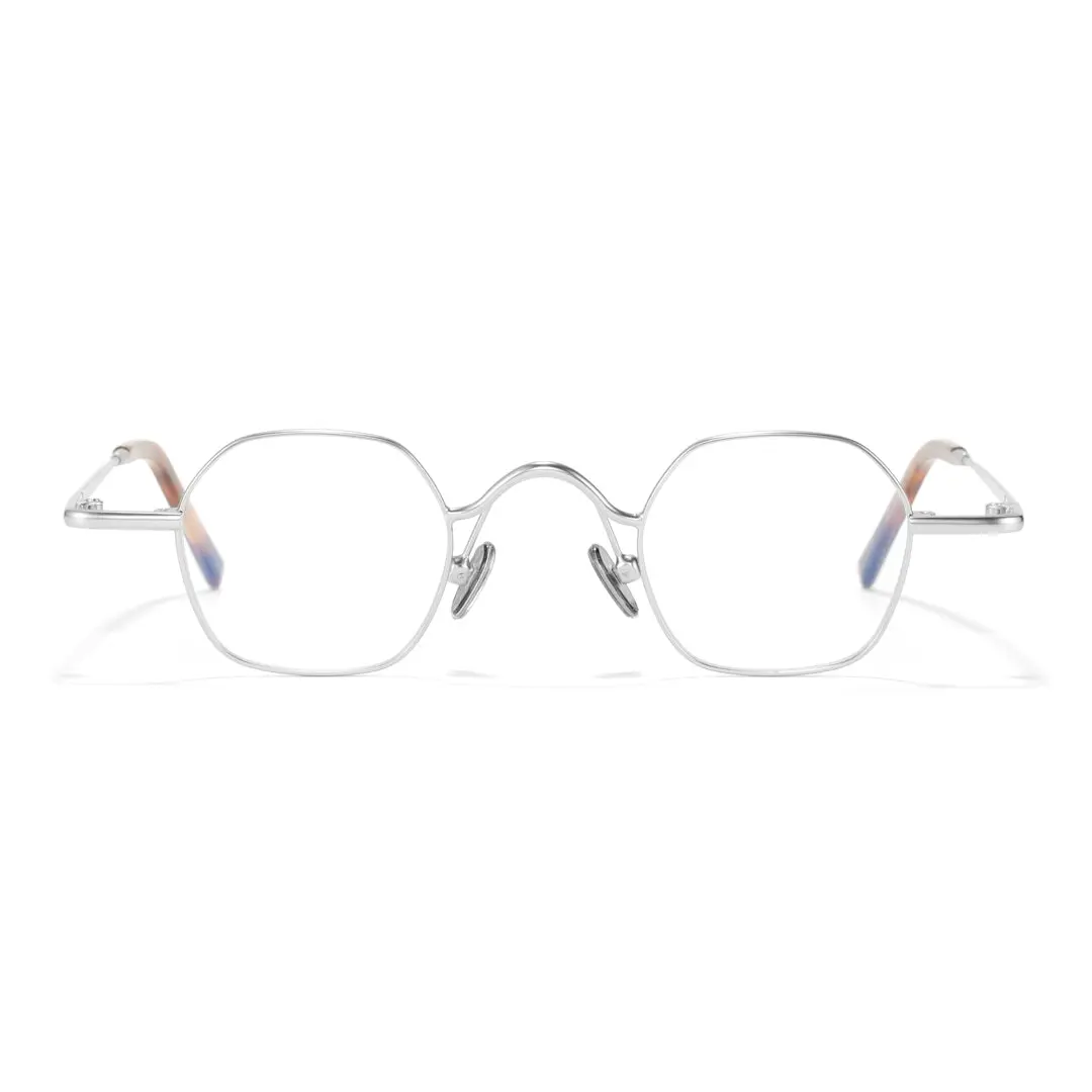 Front view of Quint vintage square metal eyeglasses SM0192411 in silver