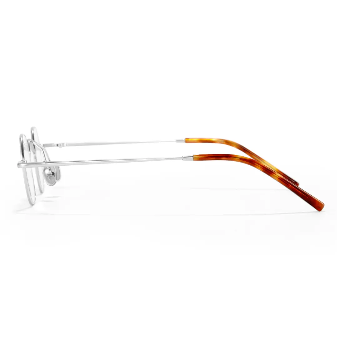 Side view of Quint vintage square metal eyeglasses SM0192411 in silver