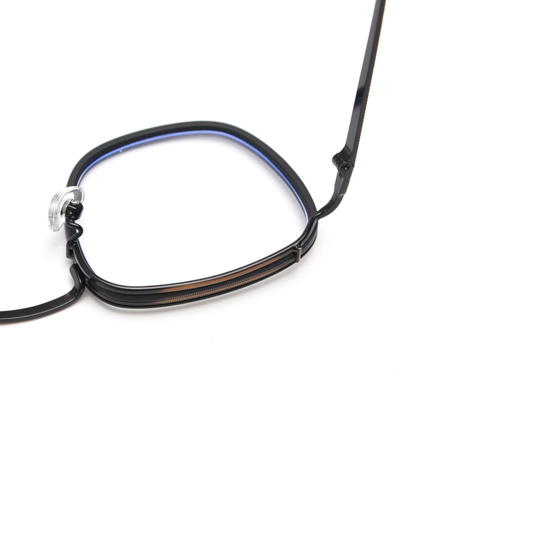Frame detail view of Benin vintage square metal eyeglasses SM0252302 in black brown