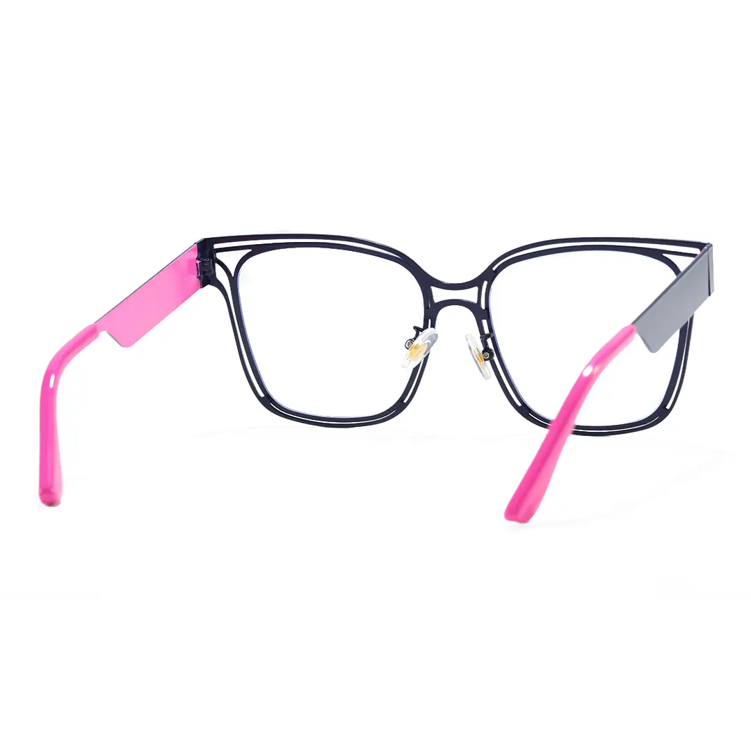 Back view of Cora y2k square metal eyeglasses SM0252604 in pink