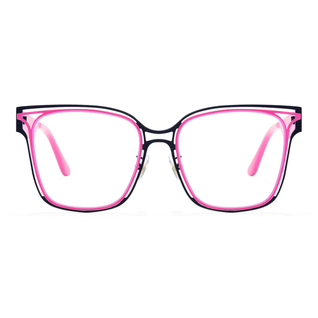 Front view of Cora y2k square metal eyeglasses SM0252604 in pink