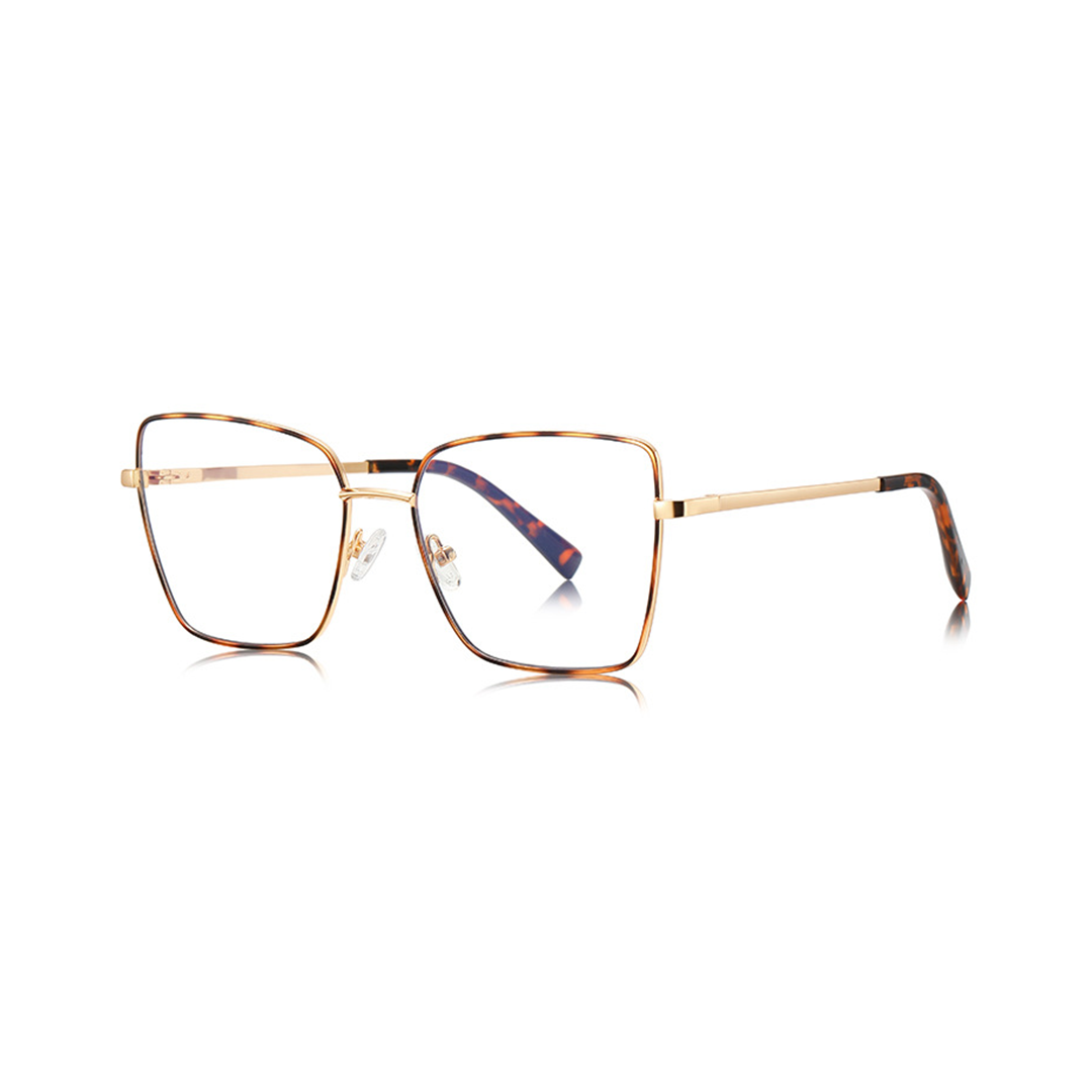 Angle view of Meliora square metal eyeglasses SM0342508 in tortoise