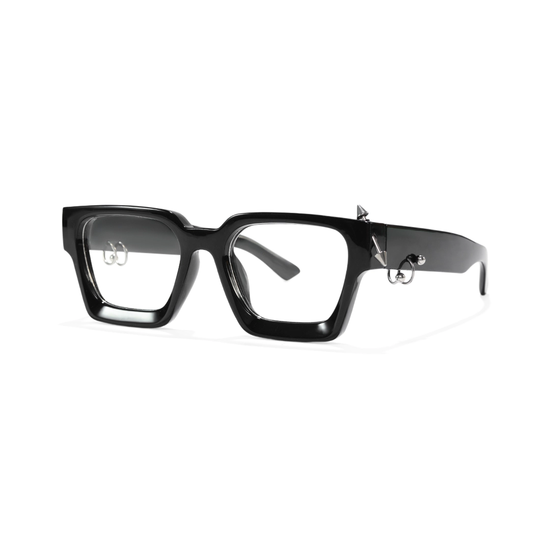Angle view of Rivet square pc handcrafted eyeglasses SP0012511 in black