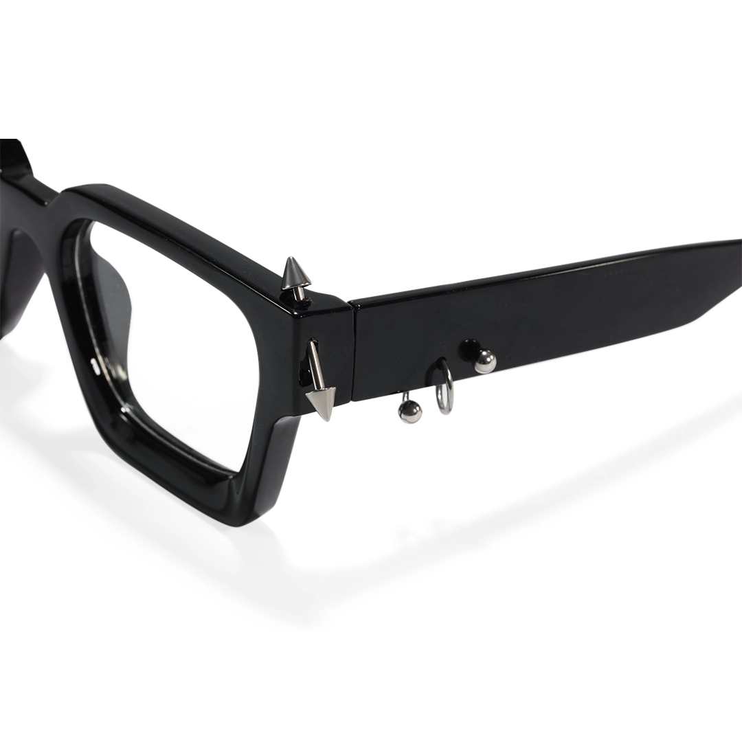 End piece detail of Rivet square pc handcrafted eyeglasses SP0012511 in black