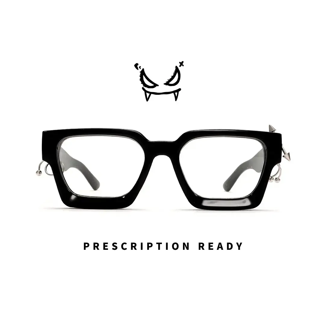 Front view of Rivet square pc handcrafted eyeglasses SP0012511 in black