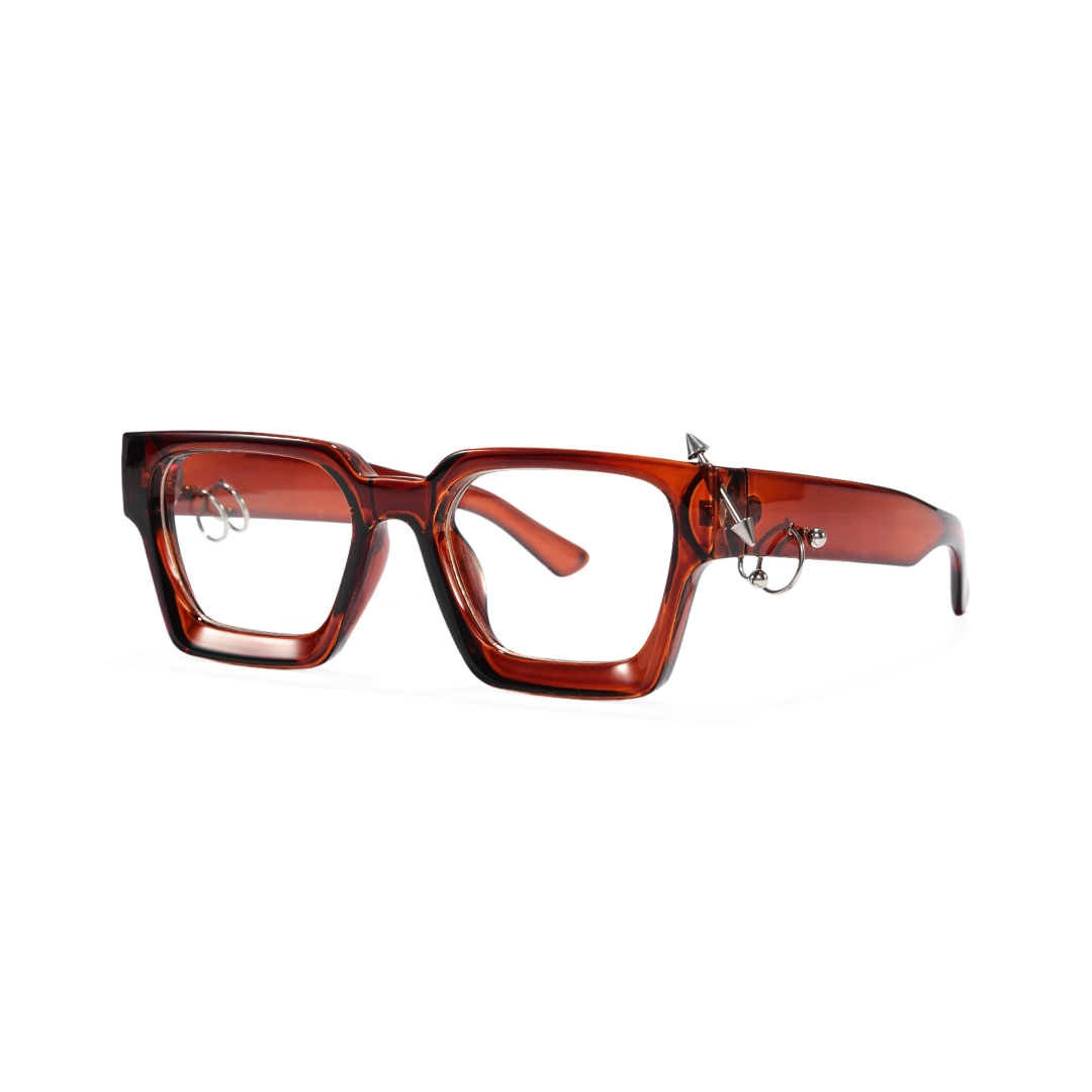 Angle view of Rivet square pc handcrafted polarized eyeglasses SP0012511 in brown