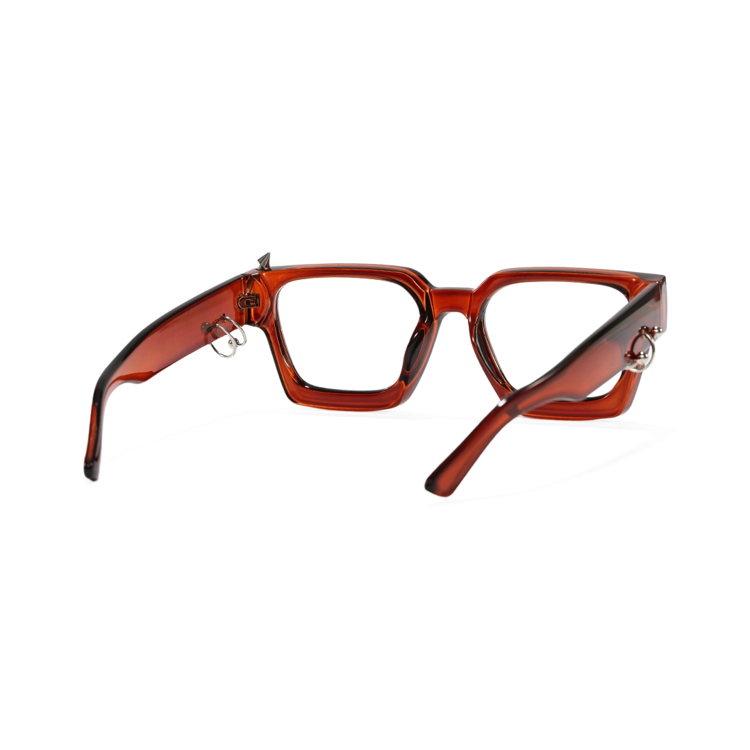 Back view of Rivet square pc handcrafted polarized eyeglasses SP0012511 in brown
