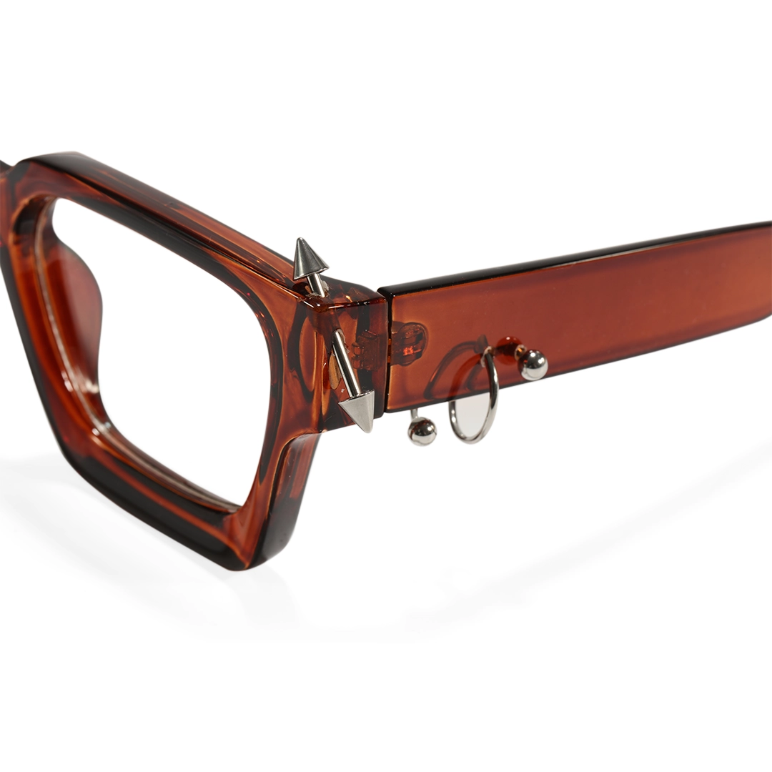 End piece detail of Rivet square pc handcrafted polarized eyeglasses SP0012511 in brown
