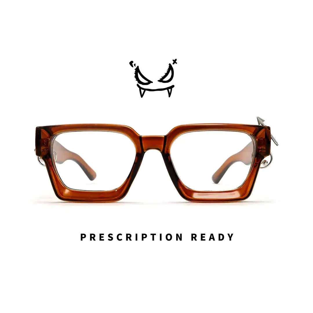 Front view of Rivet square pc handcrafted polarized eyeglasses SP0012511 in brown