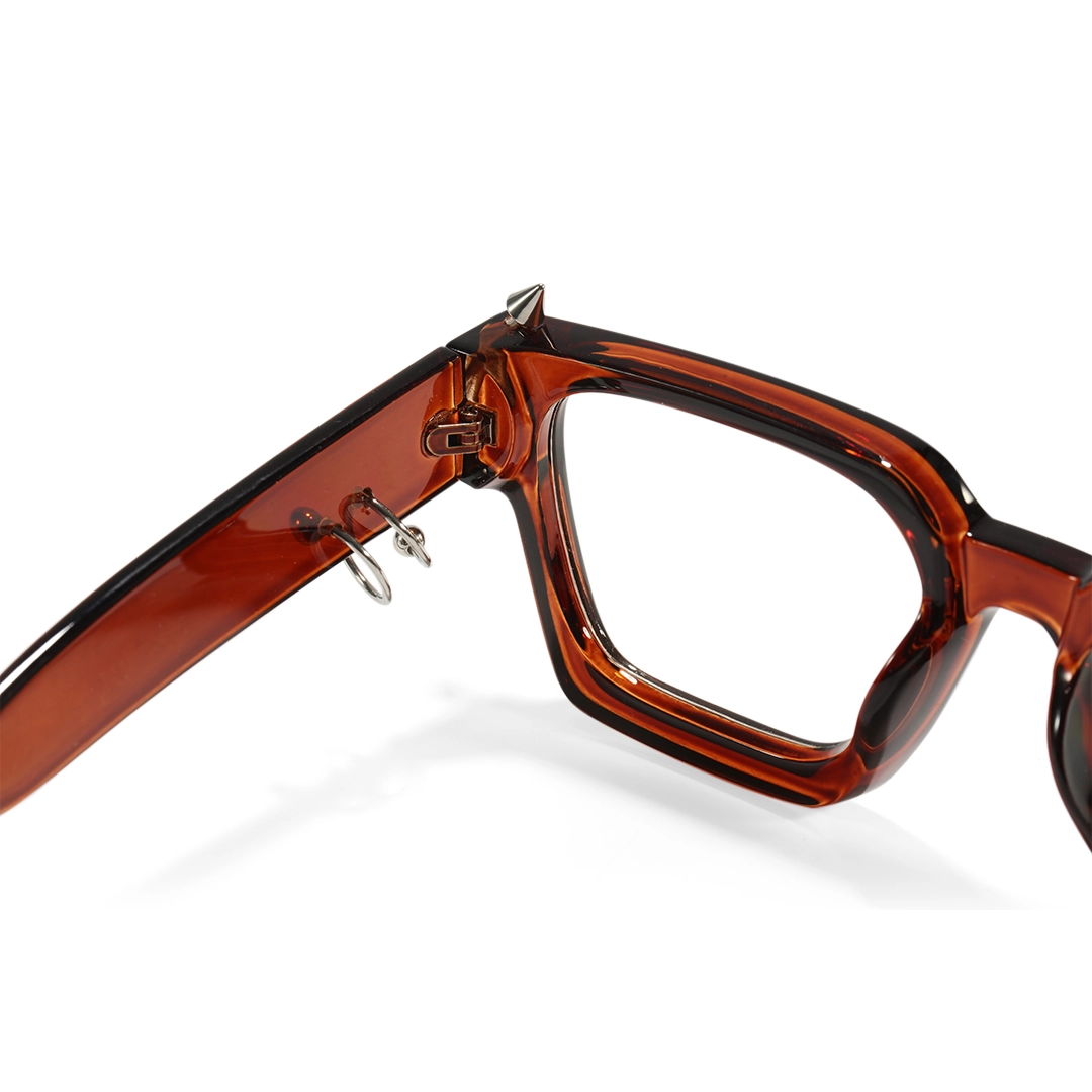 Hinge detail of Rivet square pc handcrafted polarized eyeglasses SP0012511 in brown