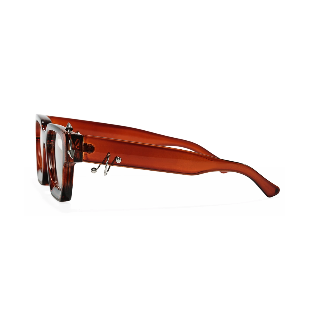 Side view of Rivet square pc handcrafted polarized eyeglasses SP0012511 in brown