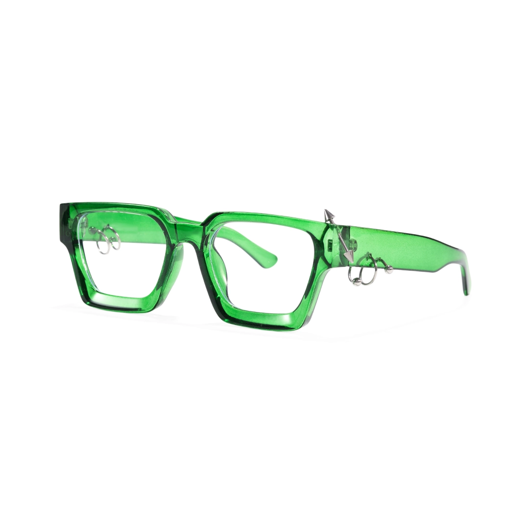 Angle view of Rivet square pc handcrafted polarized eyeglasses SP0012511 in green