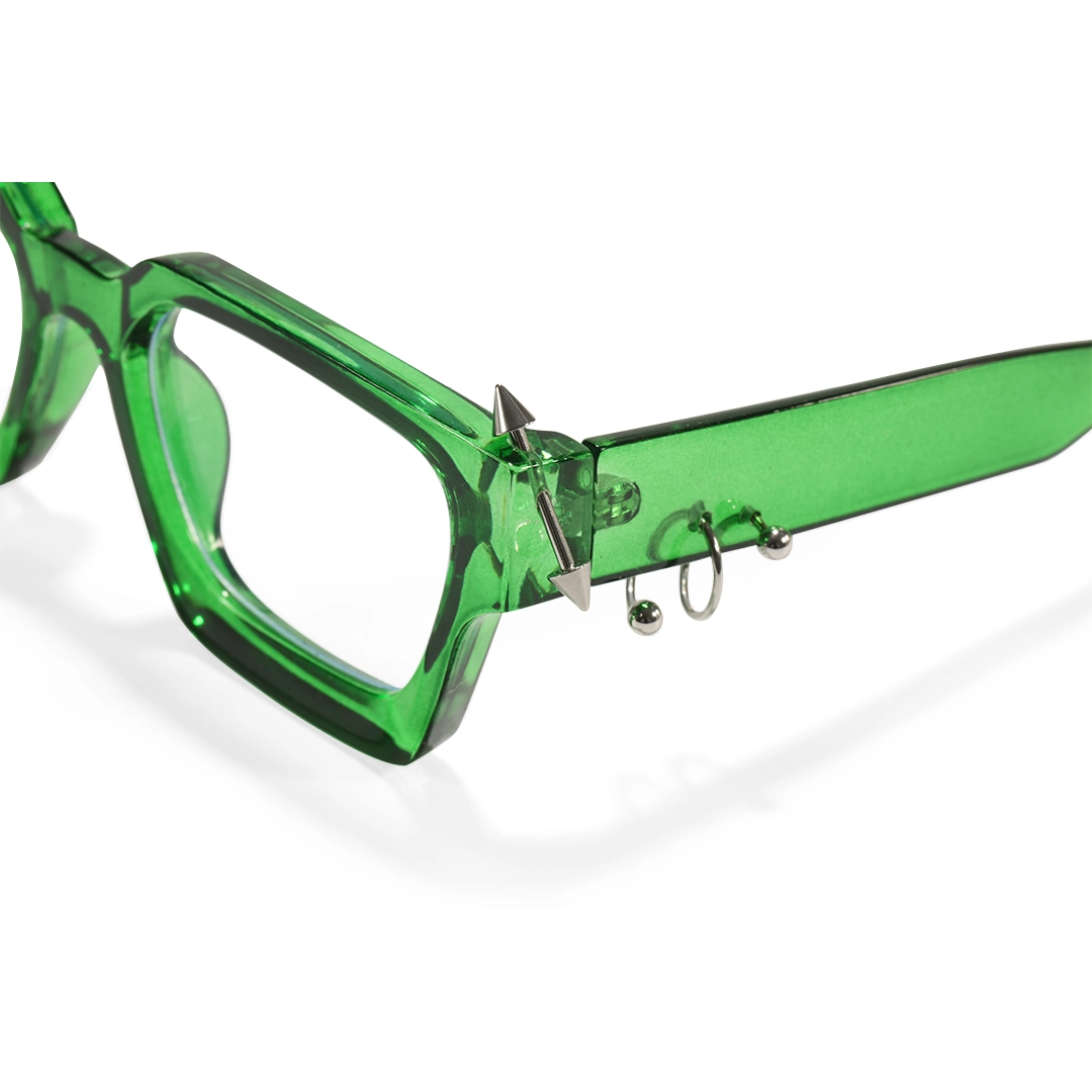End piece detail of Rivet square pc handcrafted polarized eyeglasses SP0012511 in green